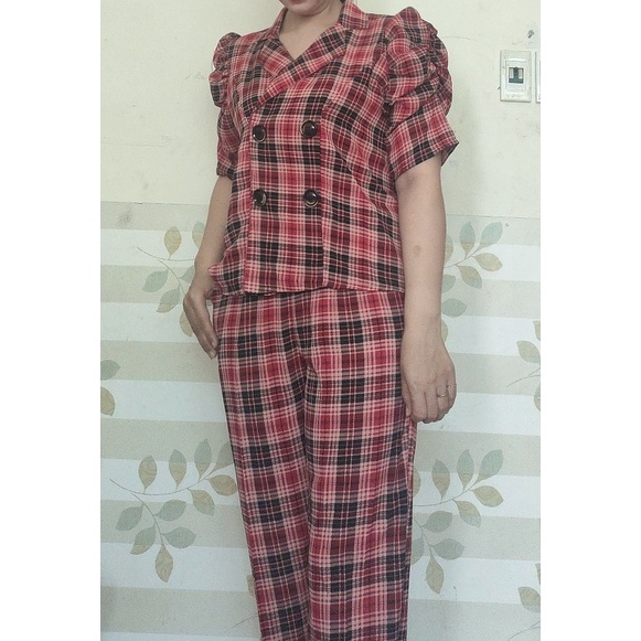 Sét bộ cổ vest phối nút siêu sang