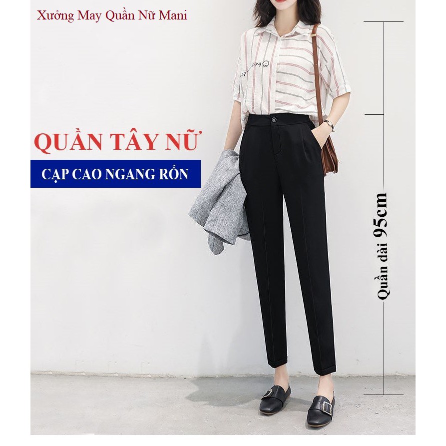 Quần tây nữ lưng cao ống suông đứng đẹp [HÀNG VNXK] Kiểu âu công sở cạp cao màu đen trắng xanh than- Mặc đi học đi chơ