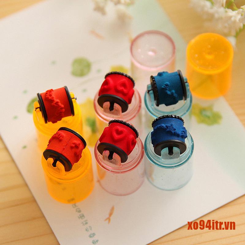 XOITR  Plastic Mini Ink Stamp Roller Diary Seal Fun Kids Toy Ink Pad Cartoon DIY