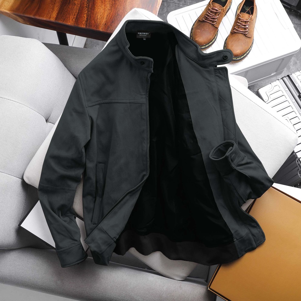 Áo Khoác Da Lộn Cổ Trụ Maximus - BIGG thời trang nam có big size đến 145kg