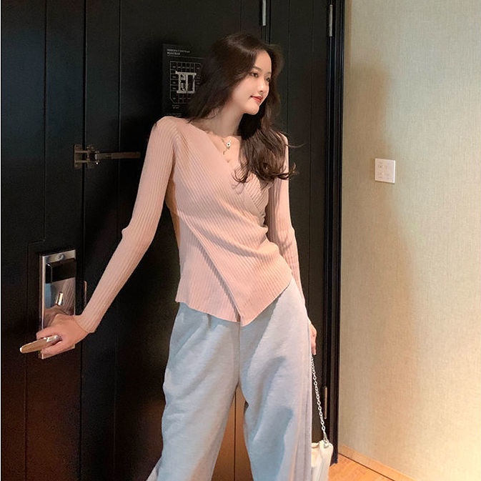 Áo Thun Tay Dài Cổ Chữ V Thời Trang Xuân Thu Cho Nữ | BigBuy360 - bigbuy360.vn