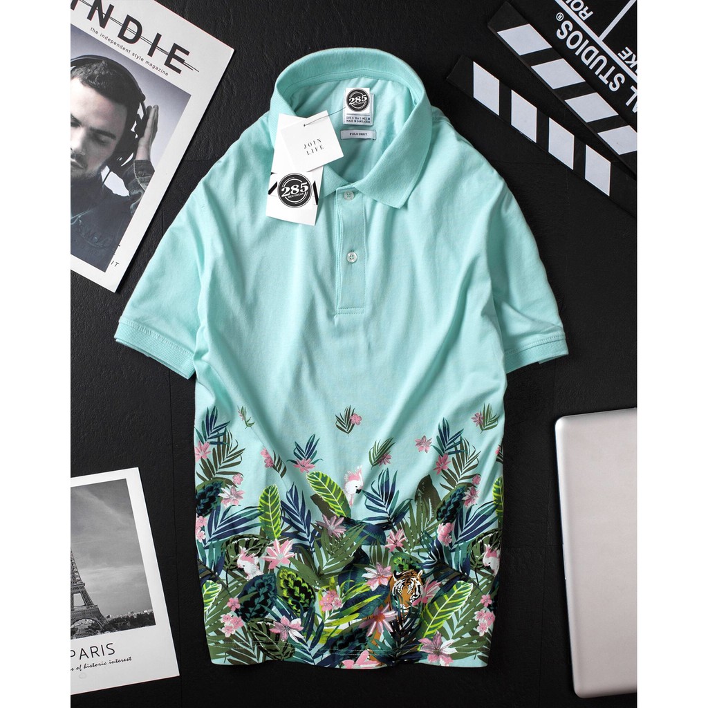 POZR3Áo thun có cổ họa tiết slimfit po.lo họa tiết Z.R 1 chiếc áo thun bông dòng vải thun cotton láng mịn cao cấp