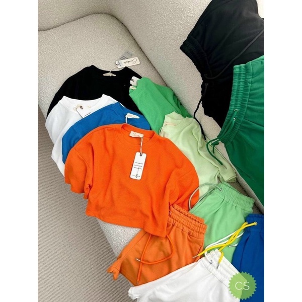 Set đùi áo thun croptop