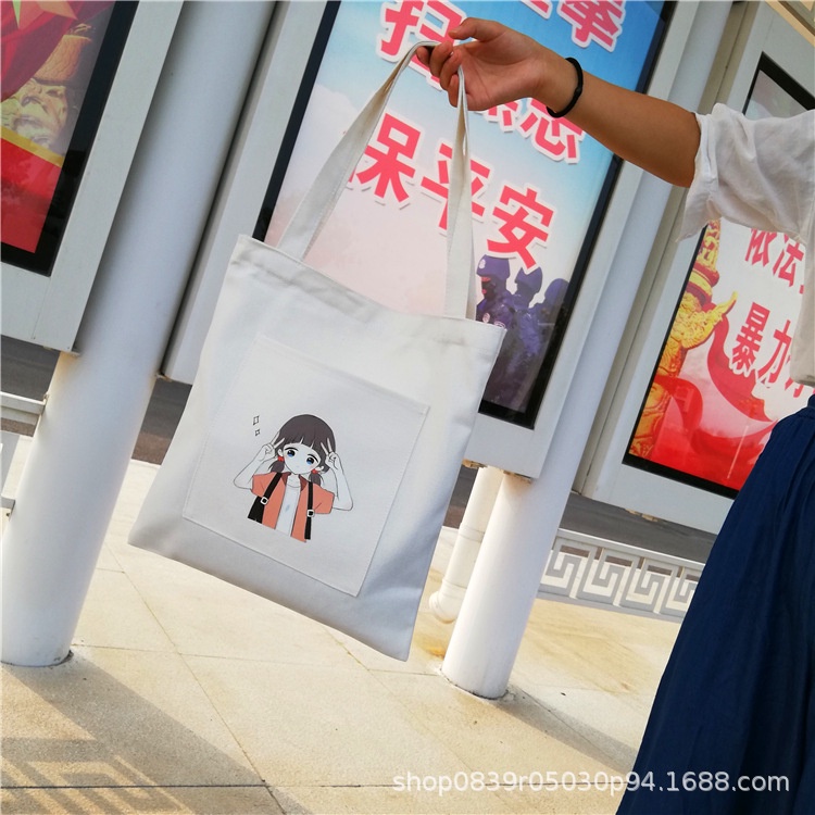 Túi Vải Canvas Đeo Vai In Họa Tiết Xinh Xắn Thời Trang