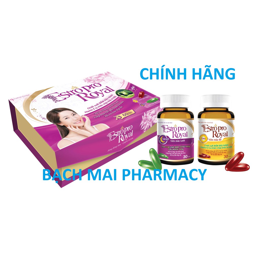 (CHÍNH HÃNG) Viên uống nội tiết tố ESTROPRO ROYAL, hỗ trợ tăng cường nội tiết tố nữ, giảm lão hóa và làm đẹp da