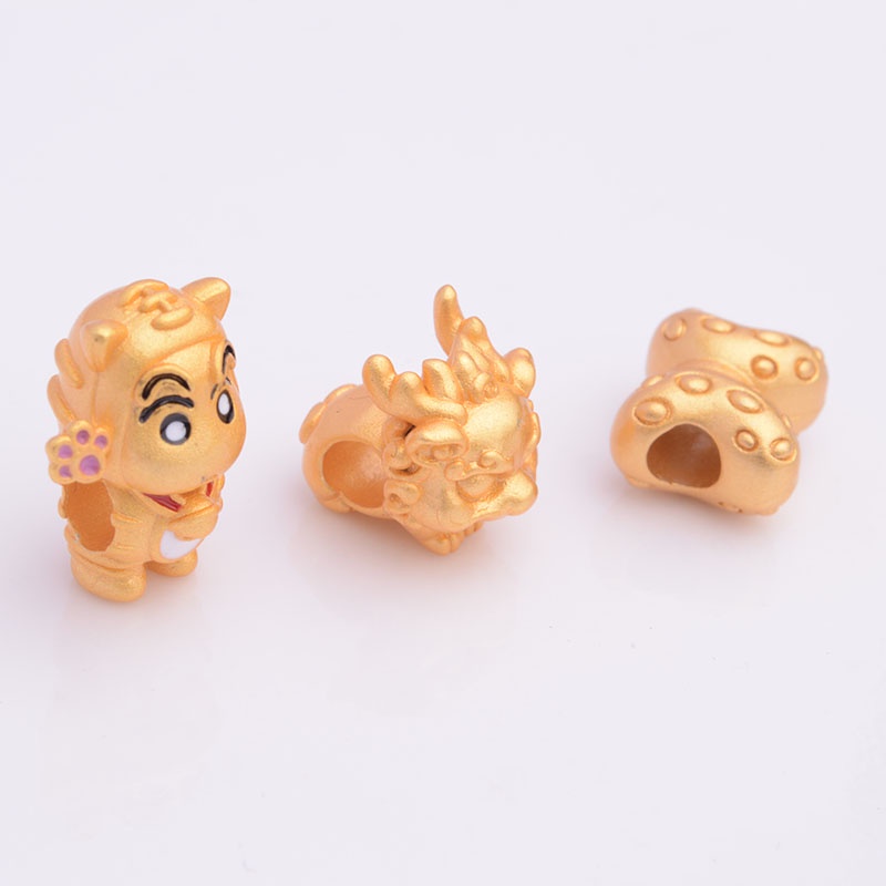 [Hàng Có Sẵn Giao Hàng Ngay Lập Tức] Hạt Xỏ Vòng Tay / Dây Chuyền Hạt Cườm Chống Dị Ứng Hình Rồng Shin-Chan Thủ Công Không Gây Dị Ứng Chống Trượt Màu Vàng Cát