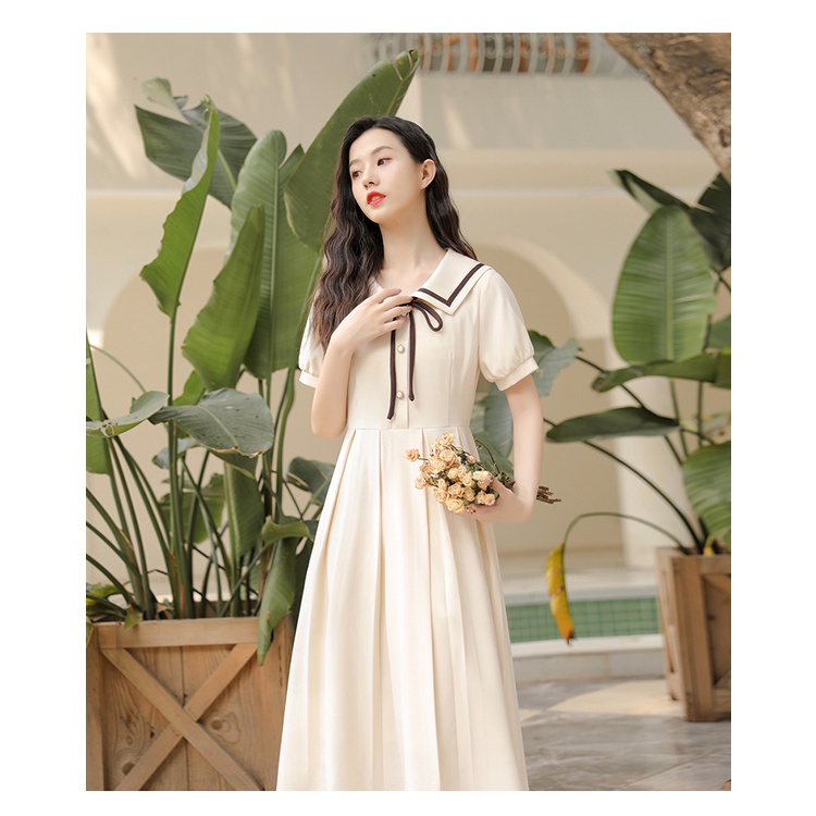 Tobe Dress - Váy đầm tiểu thư cổ tròn nơ cổ dáng xòe dài | BigBuy360 - bigbuy360.vn