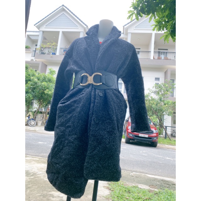 Áo khoát dạ dáng dài màu xám combo15