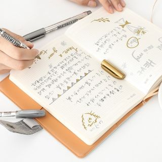 (Hình thật) Bút lông màu bạc/vàng