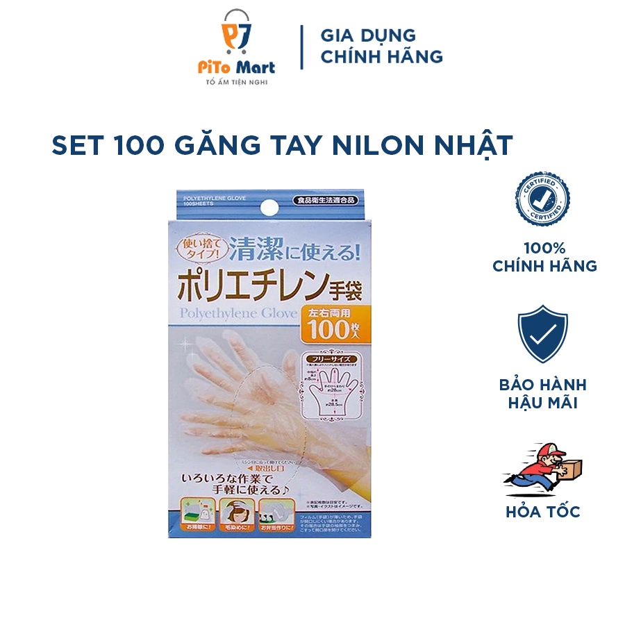 Set 100 găng tay nilon dùng 1 lần hàng nội địa Nhật