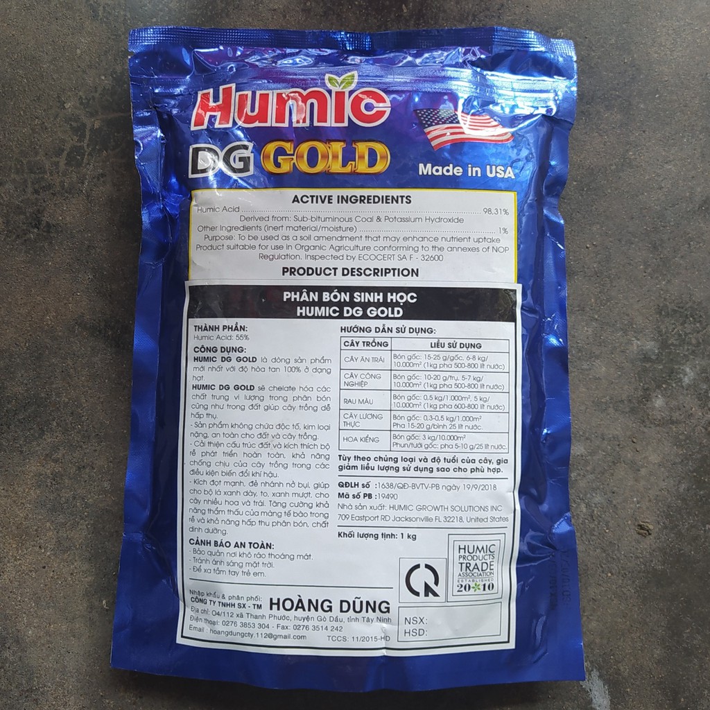 Phân Bón HUMIC GOLD - nhập khẩu Mỹ (1kg), phân Humic Acid dạng hạt