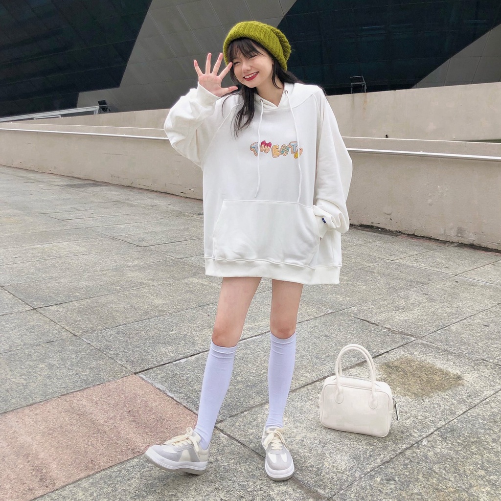 HOODIE TWENTI NỈ COTTON BÁNH KẸO ĐÁNG YÊU TRẮNG | BigBuy360 - bigbuy360.vn