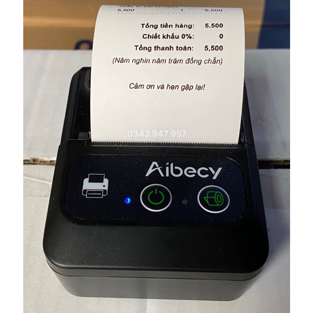 Máy in hoá đơn bluetooth cầm tay khổ K57 Aibecy CHÍNH HÃNG, máy in nhiệt, in bill mini cầm tay kết nối qua điện thoại