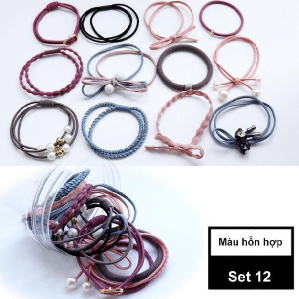 [Giá sỉ] Hộp 12 Chun Buộc Tóc Siêu Xinh ( được chọn màu)