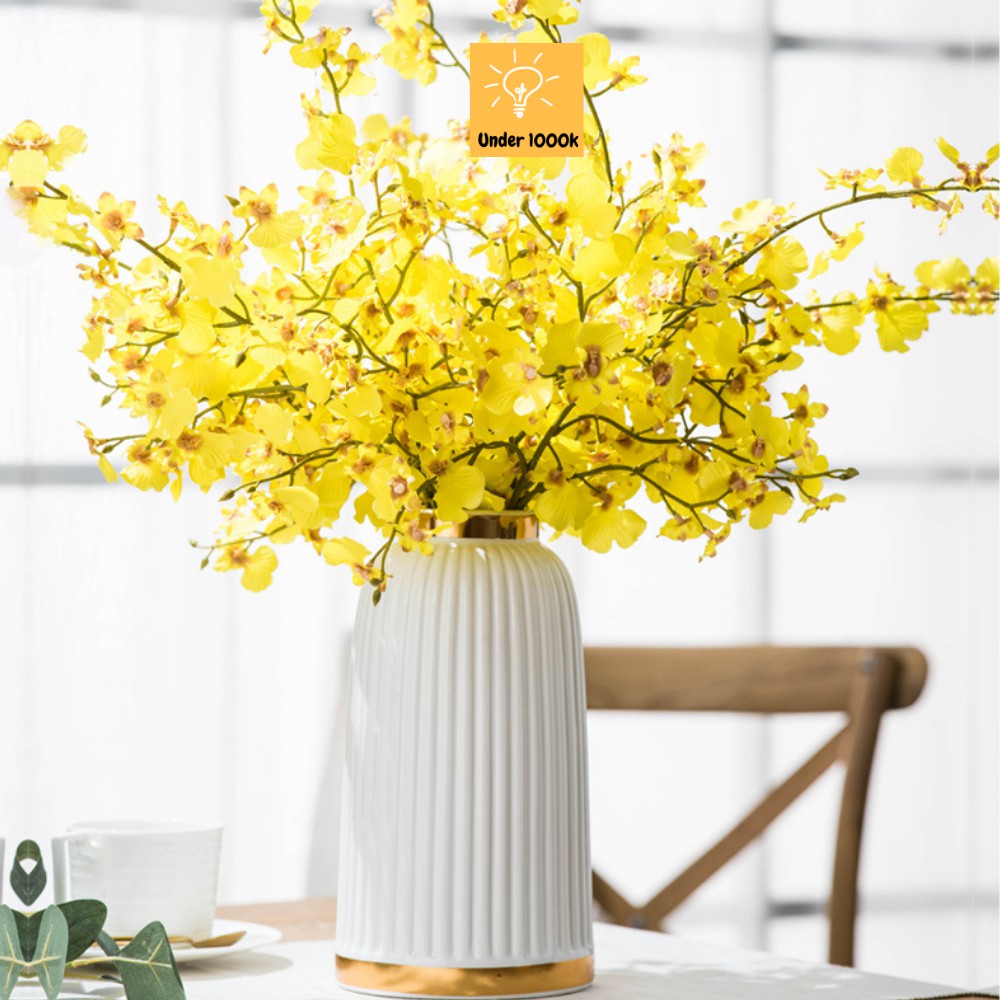Bình hoa - bình hoa hình trụ viền vàng sang trọng trang trí phòng khách - quà tặng tân gia