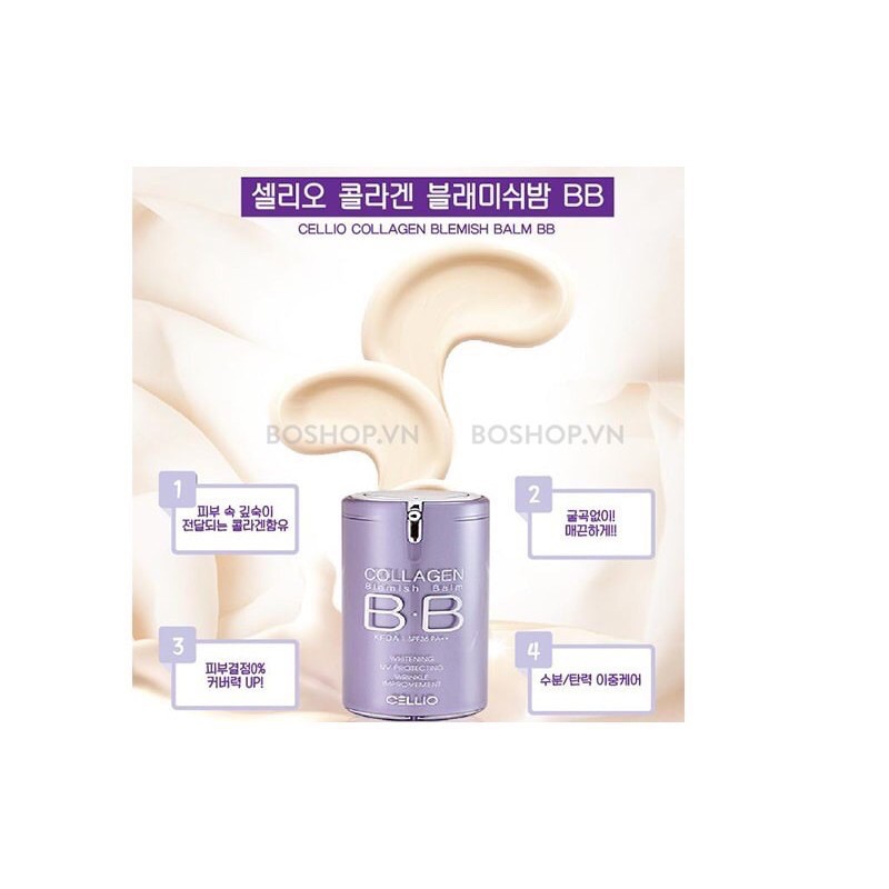 🇰🇷 KEM NỀN BB COLLAGEN CELLIO DƯỠNG TRẮNG MAKE UP CUNG CẤP COLLAGEN NGĂN LÃO HOÁ