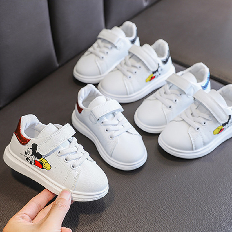 WALKERS Giày Thể Thao Da Pu Đế Mềm Hình Chuột Mickey Cho Bé 0-3 Tuổi