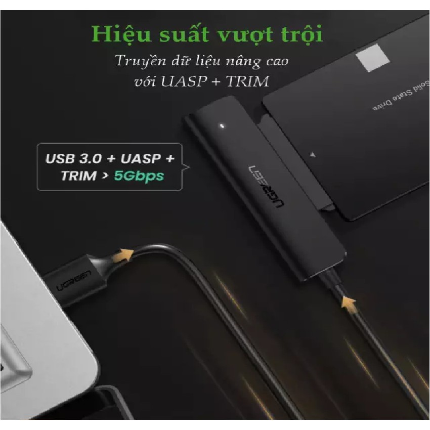 Cáp chuyển đổi USB Type C sang Sata (7+15) cho ổ cứng ngoài SSD, HDD 2.5 inch, dài 50cm UGREEN CM321 70610 cao cấp