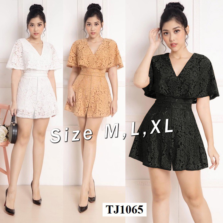 Jumpsuit Ngắn ren cổ tim tay ngắn siêu xinh TJ1065 | BigBuy360 - bigbuy360.vn