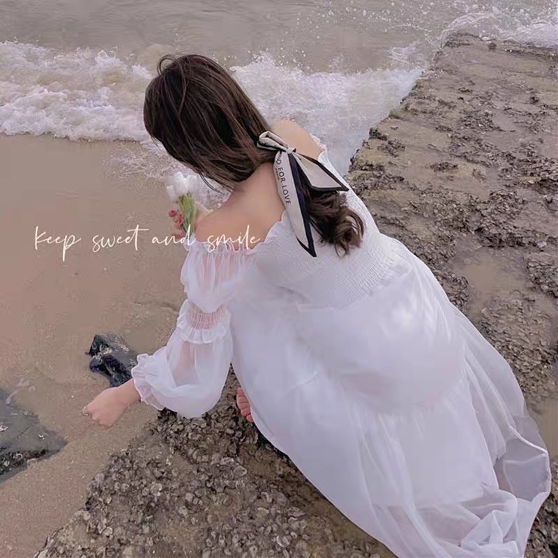 Váy maxi trắng nàng thơ