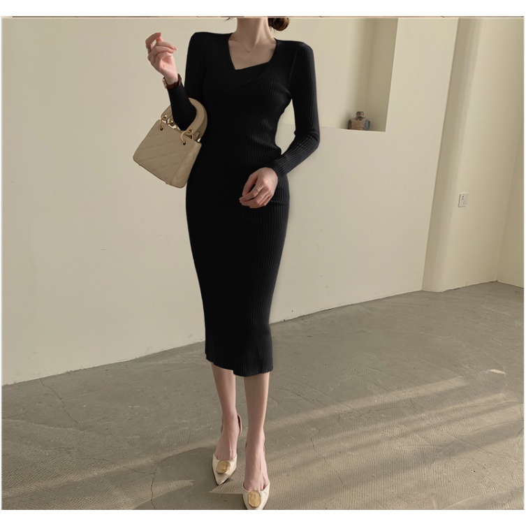 Đầm Dệt Kim Dài Tay Co Giãn Thời Trang Mùa Thu Dành Cho Nữ