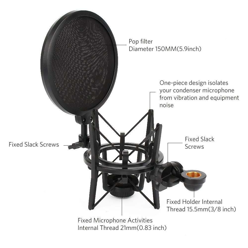 Shock Mount kèm màng lọc âm cho Mic thu âm