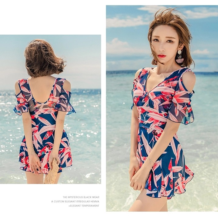 M-3XL Swimwear women fairy slim beach wear Korean style INS V-neck short sleeve swimsuit | BigBuy360 - bigbuy360.vn