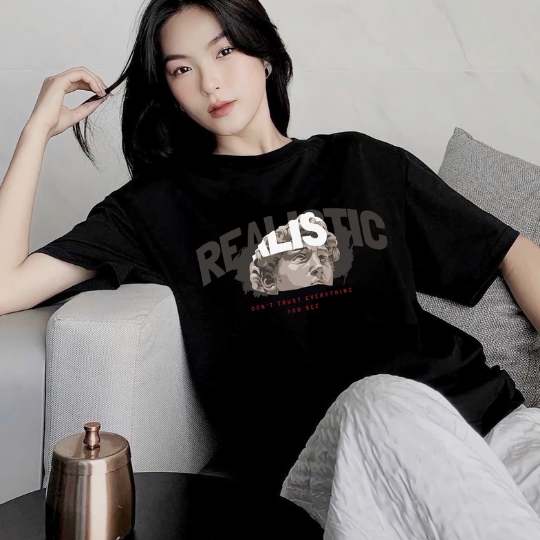 Áo Thun Realistic B&W Studio,4 Màu Trắng Đen Xanh Be, Cotton 100%, Dày Dặn, Form Rộng Unisex Size M-2XL, Mã GM006