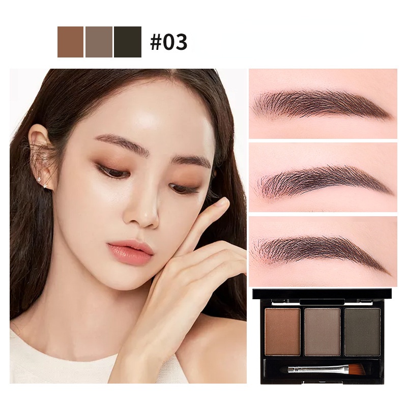 Bột kẻ lông mày Lameila 3 màu thiết kế 3 trong 1 không nhòe chống thấm nước LAMEILA Phấn trang điểm lông mày