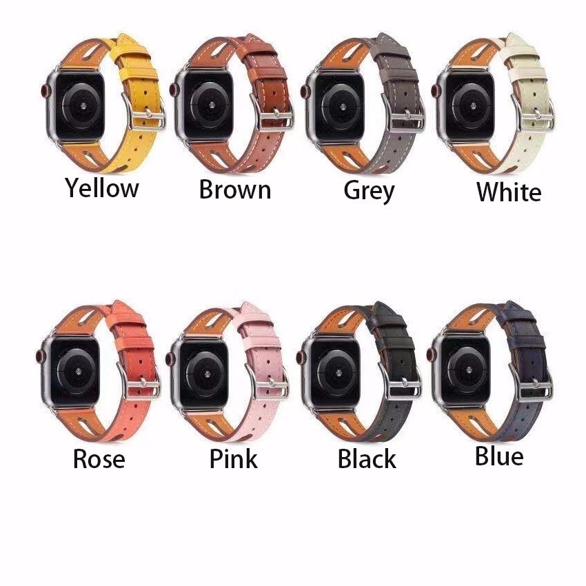 Dây đeo thay thế cho đồng hồ thông minh Apple Watch Series Se 6 5 4 3 2 1 40mm 38mm 42mm 44mm bằng da