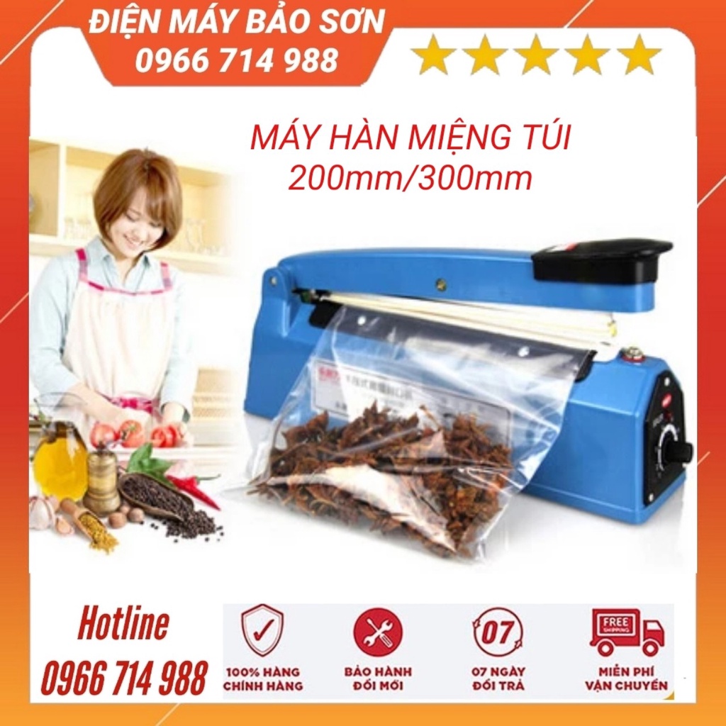 Máy hàn miệng túi nilon dập tay PFS-200, PFS-300 hàn nhanh, tự ngắt an toàn, đường hàn đẹp, tặng thêm dây hàn