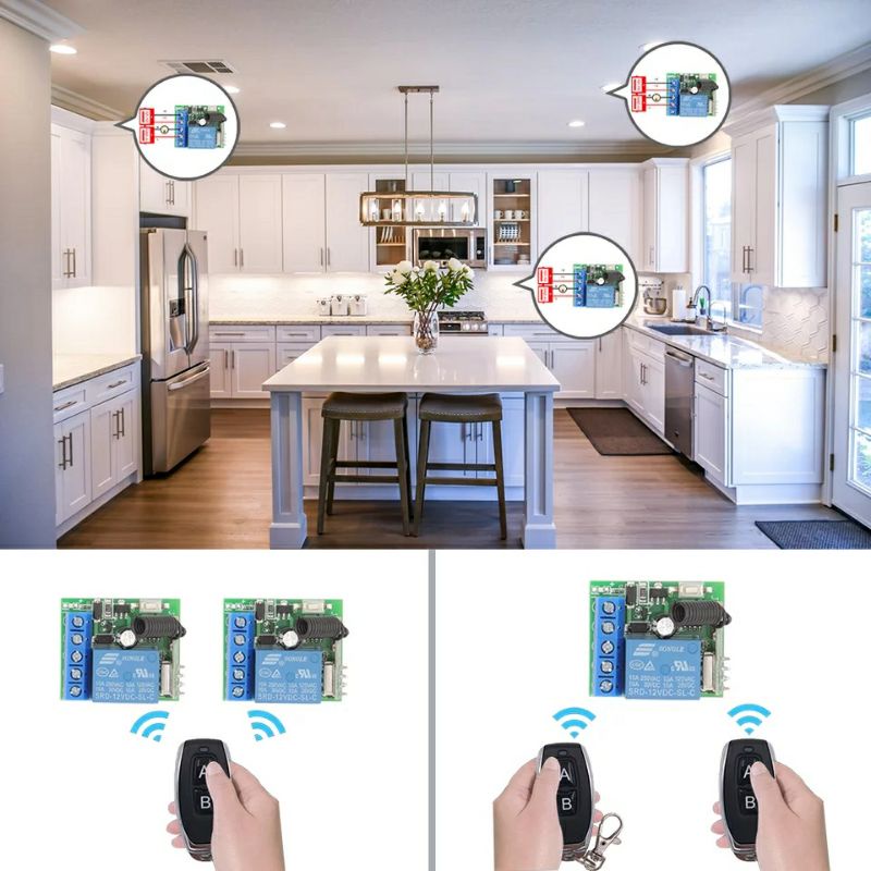 Công tắc điều khiển không dây 12V - 24V cho đèn LED, của kiểm soát RFID, đóng mở cửa gara ô tô