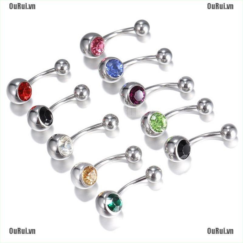 Set 10 / 12 / 15 Khuyên Rốn Đính Đá Nhiều Màu Sắc Thời Trang