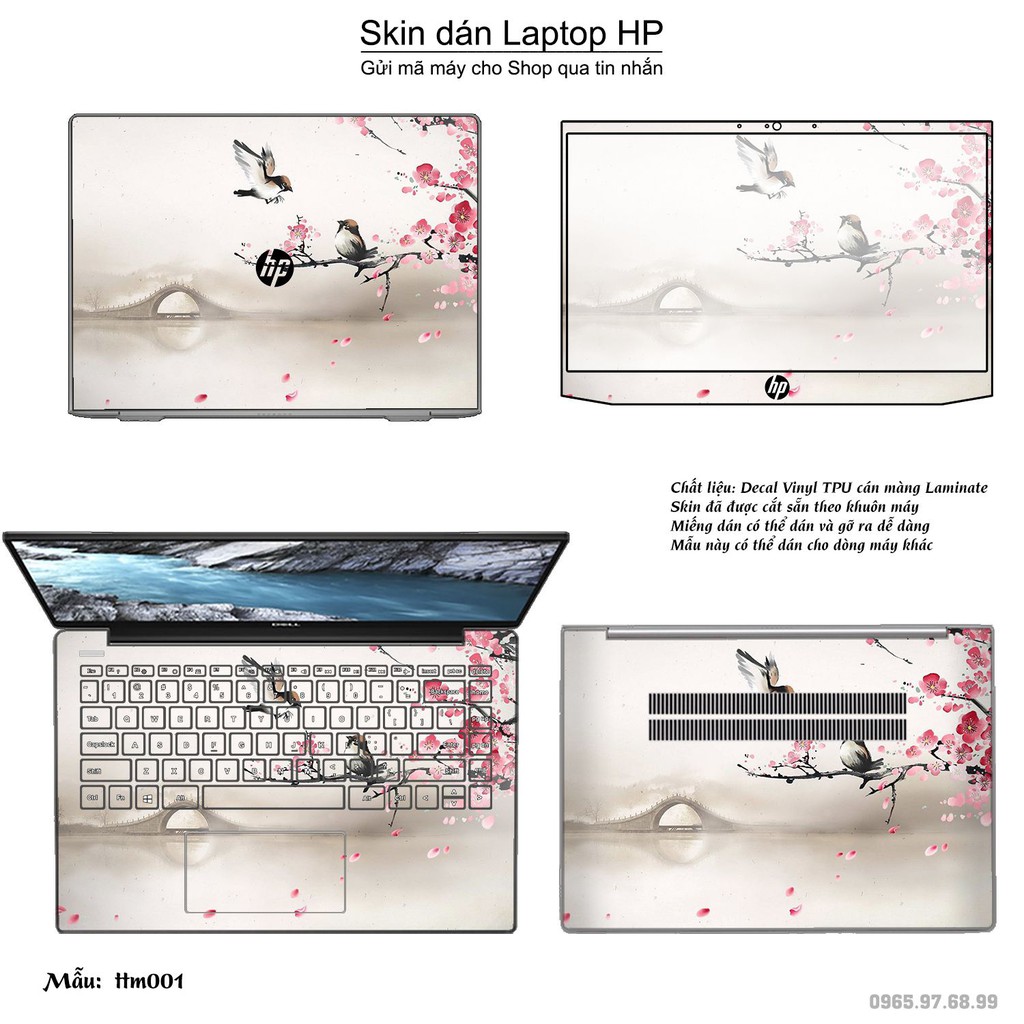 Skin dán Laptop HP in hình Tranh thủy mặc (inbox mã máy cho Shop)