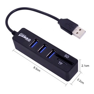 [SALE 10%] Hub Splitter 2 trong 1 với 3 cổng usb 2.0 + Card Reader
