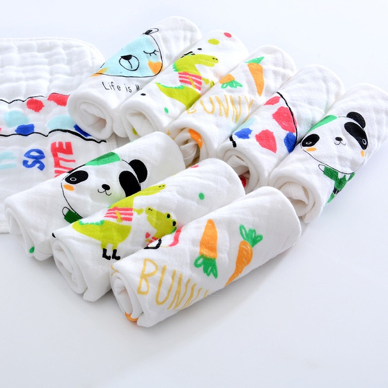 Hộp 5 khăn xô cotton 100% 6 lớp xuất xịn cho bé yêu