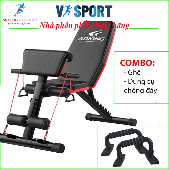 Ghế tập Gym, ghế tập cơ bụng đa năng + Bộ dụng cụ chống đẩy