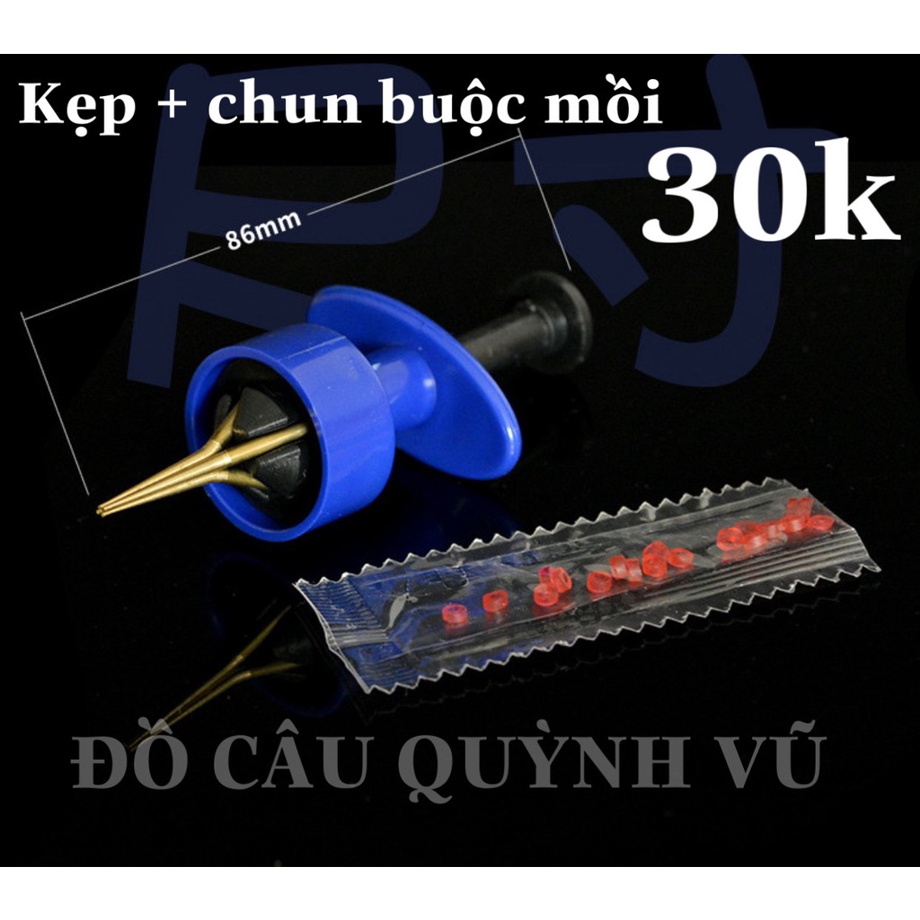 Kẹp + chun buộc mồi câu cá, chun buộc hạt xả câu đơn câu đài