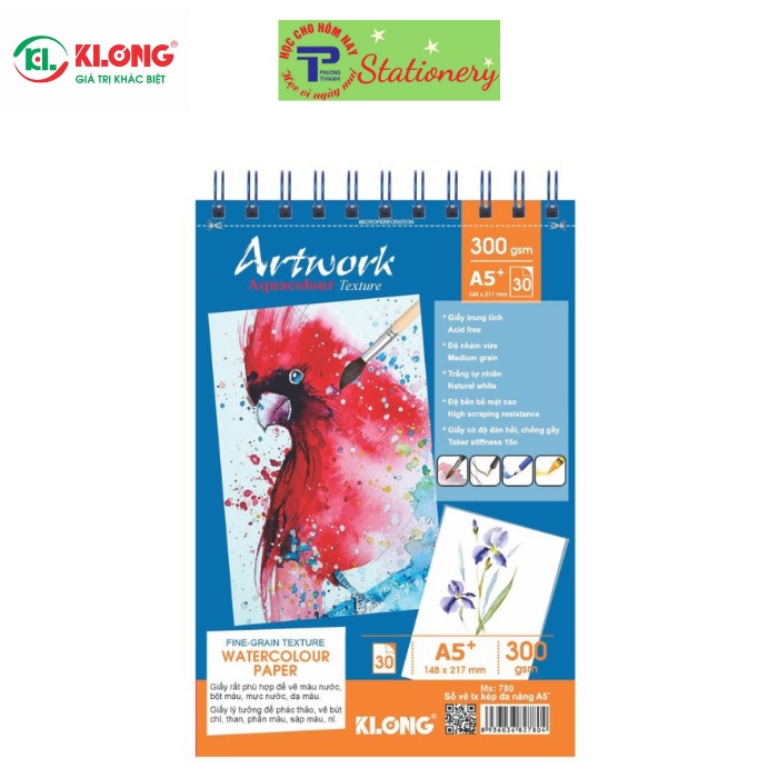 Giấy vẽ marker A5+ cao cấp lò xo kép xé 300GSM 30 tờ; MS: 780