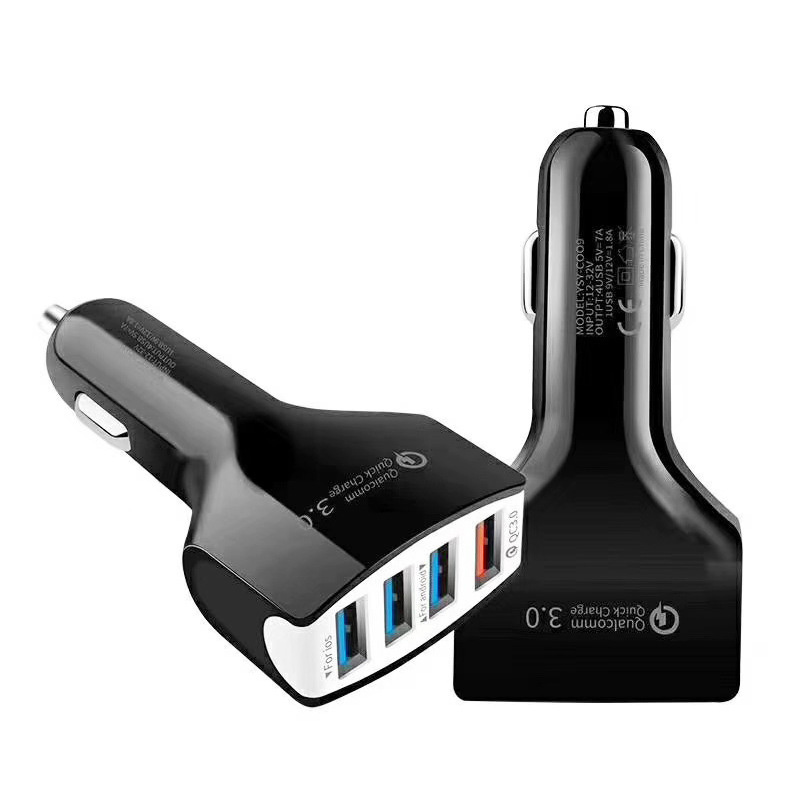 Tẩu Sạc Fonken QC 3.0 Sạc Nhanh 4 Cổng Chuyển Đổi USB Trên Xe Hơi Cho Xiaomi Huawei Samsung Iphone