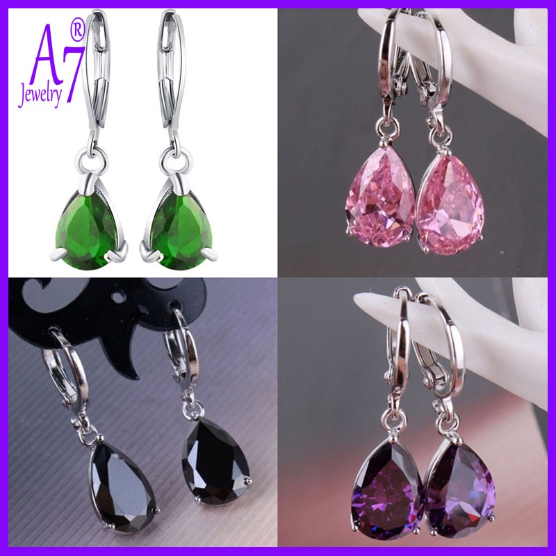 Bông tai mạ bạc 925 đính đá xinh xắn thời trang cho nữ