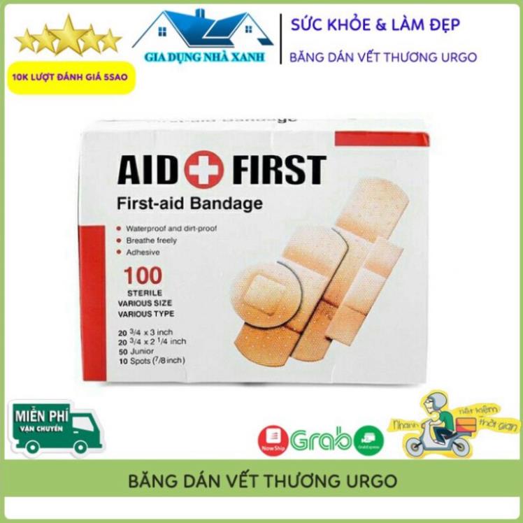 Hộp 100 Miếng Dán Vết Thương Urgo Aid First, Tiện Dụng Cho Gia Đình, Hàng Chuẩn Chất Lượng 100%