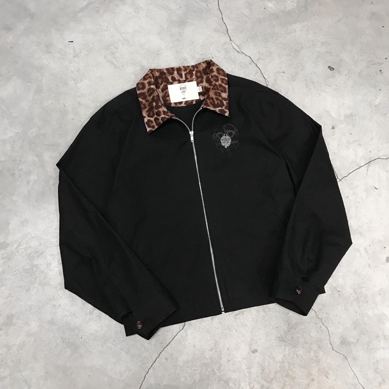 #roiworkshop Áo Khoác Unisex Đen Phối Da Báo Độc Lạ