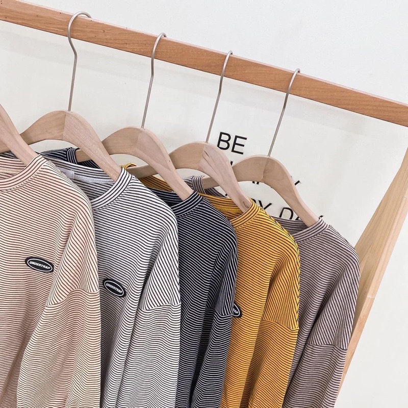 [ CÓ ẢNH THẬT + VIDEO TỰ QUAY ] Áo Dài Tay Kẻ Ngang Tay Ống Bo Chất Nỉ Dày Dặn Hàng Đẹp Loại 1