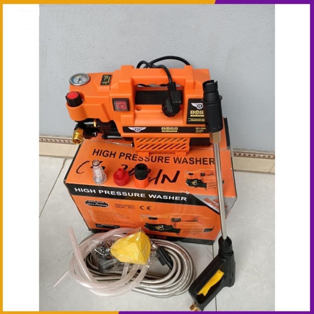 Máy xịt rửa xe máy, ô tô mini áp lực cao BOSS 3000W 💦 Khỏe vô đối 💦 có chỉnh áp lực gia đình