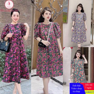 váy bầu hoạ tiết hoa nhí cực xinh new 4 màu size 45-75kg cho mẹ bầu trước và sau sinh ( hình thật- hàng chất)