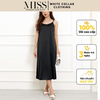 Váy lụa 2 dây satin cao cấp, váy ngủ nữ phong cách hàn miss clothings v2d-01