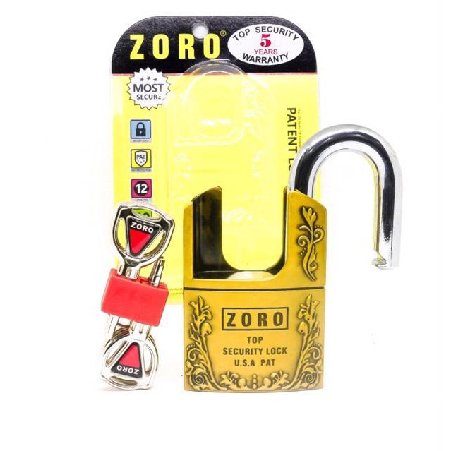 Ổ Khóa Zoro USA HÌnh Hoa Văn Chống Cắt Kèm 4 Chìa