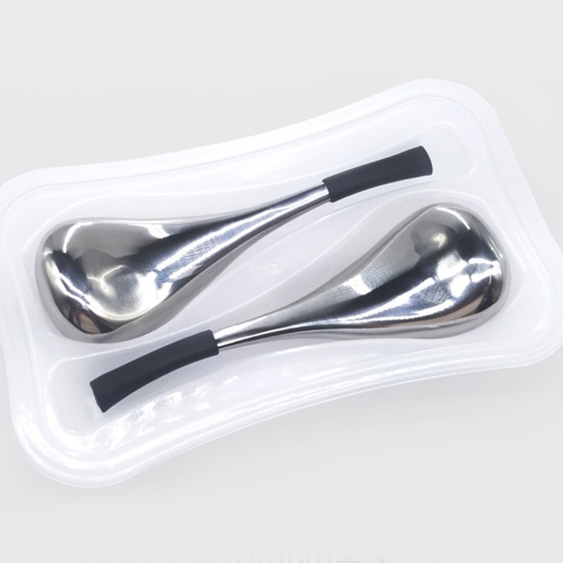 Set 2 Que Mát Xa Mặt / Mắt / Cổ Bằng Thép Không Gỉ Chống Lão Hóa