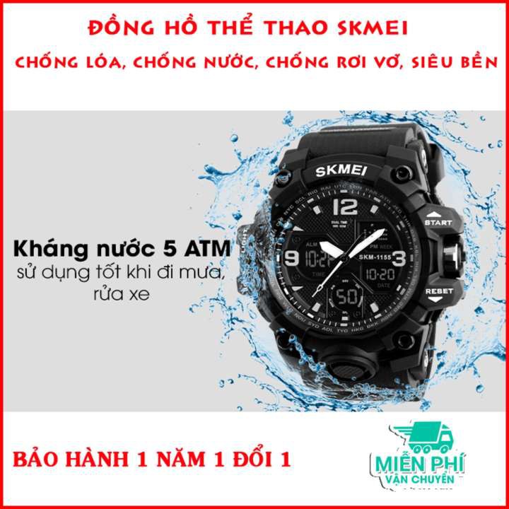 Đồng hồ điện tử nam SKMEI 1155B thể thao chính hãng đa chức năng chống nước cực tốt chống va đập siêu bền SME25